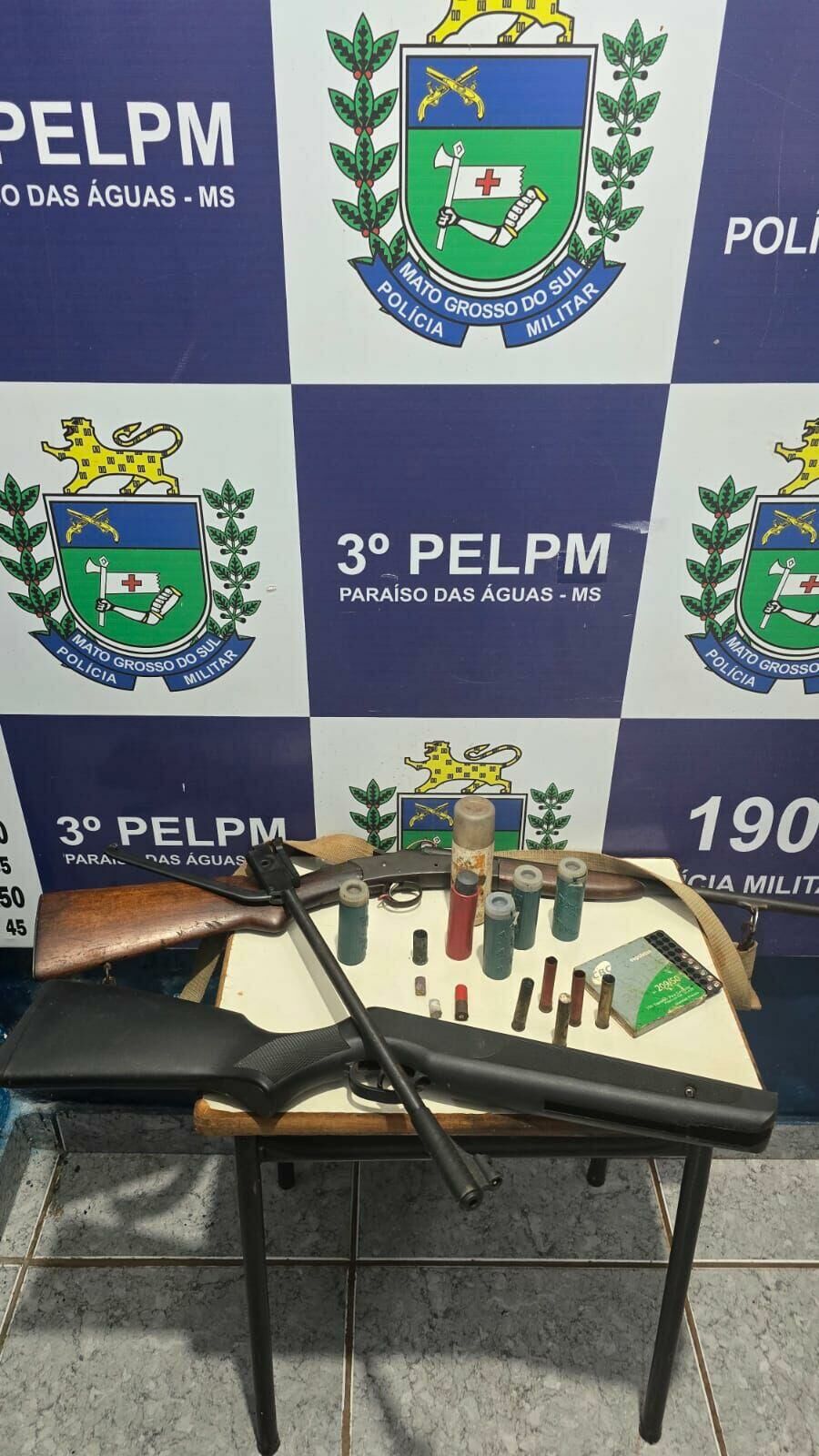 Imagem de compartilhamento para o artigo Após disparos em frente a supermercado, PM apreende armas e munições em fazenda de Paraíso das Águas da MS Todo dia
